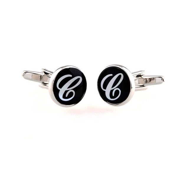 Number Letter Enamel Dropping Glue Cufflinks