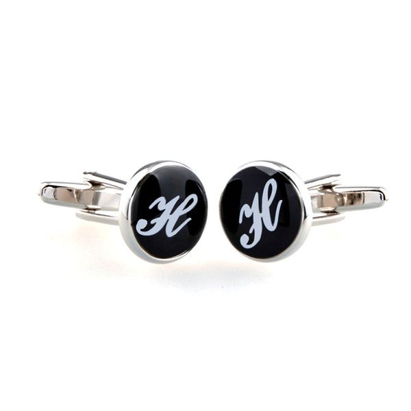 Number Letter Enamel Dropping Glue Cufflinks